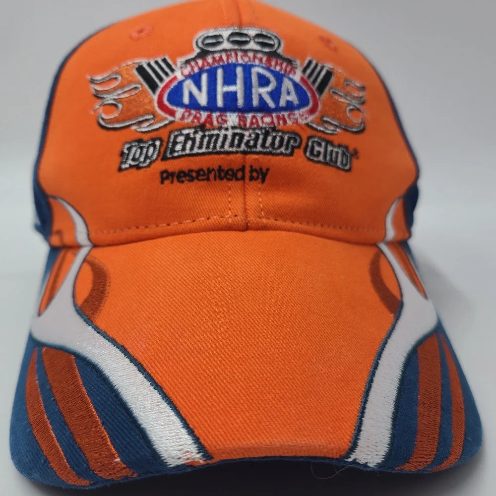 NHRA Hat Adjustable Orange Blue Top Eliminator Club 2017 Drag Racing Flames Men